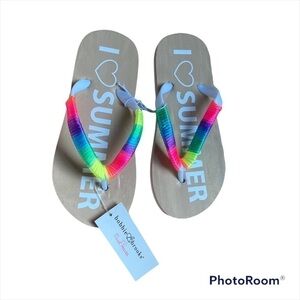 I Love Summer Sandals NWT Sz 11 12 Rainbow Colorful Shoes Girls